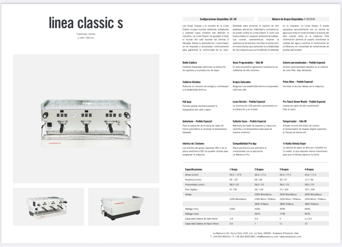 La Marzocco Linea Classic S 1 Grupos AV (Automática)